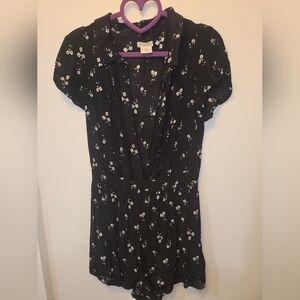 Floral Laced Button Up Romper